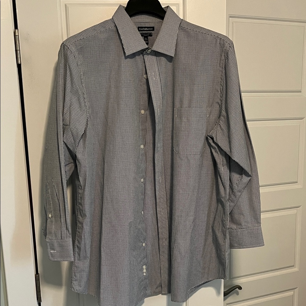 Croft & barrow Men's Striped Dress Shirt - Black and White & blue, 1 pocket